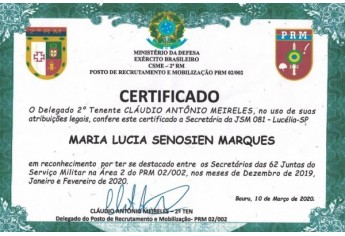 Funcion�ria da Junta Militar em Luc�lia � destaque entre as 62 unidades da regi�o de Bauru