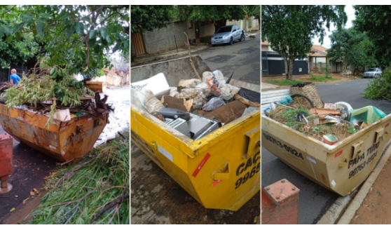 Em mutirão de limpeza, Prefeitura de Lucélia coloca caçambas para coletar descarte de materiais