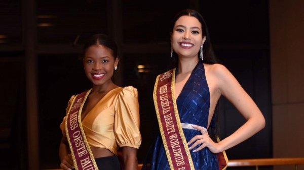 De Luclia, Fernanda Barros e Carolina Rocha, vencedoras em modalidades diferentes, em concurso de miss realizado neste domingo (10) em So Paulo (Divulgao).