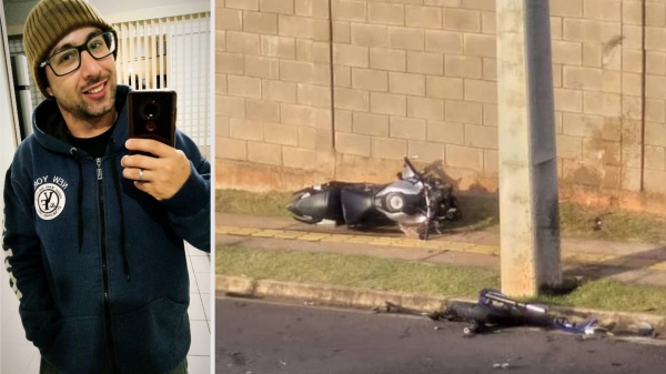 Vincius Castro, de 18 anos, morreu aps acidente com moto na manh desta segunda-feira (5) em Presidente Prudente (Fotos pessoal: Facebook. Do acidente: Chamada Geral).