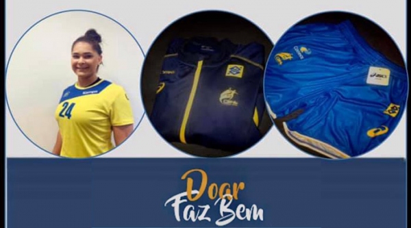 Mobiliza��o lan�ada pela atleta nas redes sociais busca arrecadar leite. Haver� sorteio de agasalho e short da Sele��o Brasileira de Handebol (Divulga��o).