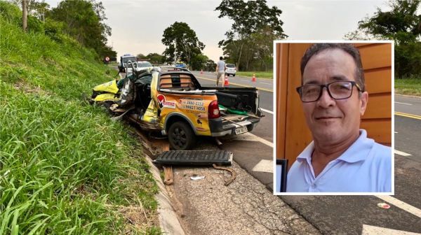 Acidente envolveu carro e caminhão na SP-294, em Lucélia. Evaldo Siqueira foi socorrido, porém não resistiu (Foto: Siga Mais).