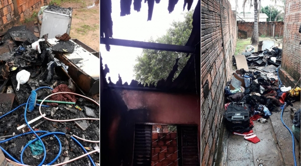 Casa e bens dos moradores atingidos pelo inc�ndio (Reprodu��o).