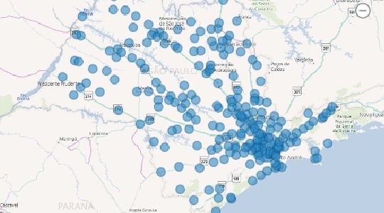 Mapa mostra evolu��o dos casos positivos de Covid-19 em todo o Estado de S�o Paulo (Reprodu��o).