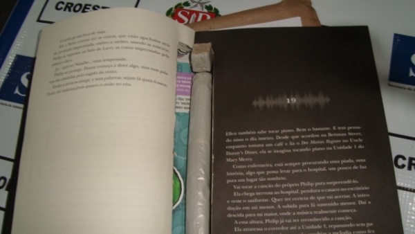 Droga estava em um compartimento falso do livro, que teve as p�ginas recortadas (Divulga��o/Croeste/SAP).