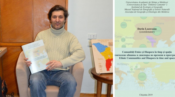 Quem segura o livro que traz um cap�tulo sobre a imigra��o bessarabianos para Luc�lia � o pesquisador Dorin Lozovanu, presidente do Museu Nacional da Mold�via (Cedida).